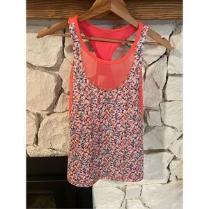Lululemon mesh with me tank top pink floral size 8
